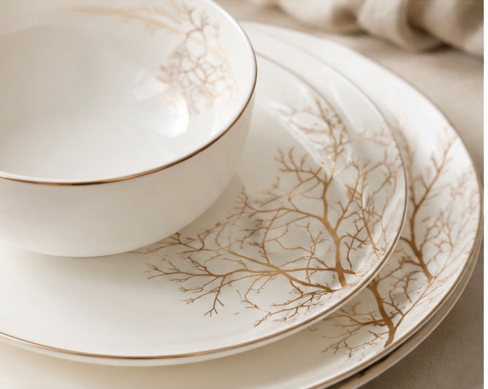 Golden Branch Porcelain Tea Cup & Saucer Set
